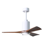 Matthews Fan Patricia 42in 3-Light Ceiling Fan | Gloss White and Walnut Solid Wood | Living Room & Bedroom | 42 x 42 x 12 in | Model PA3-WH-WA-42