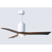 Matthews Fan Patricia 52in 3-Light Ceiling Fan | Gloss White and Walnut Solid Wood | Living Room & Bedroom | 52 x 52 x 12 in | Model PA3-WH-WA-52
