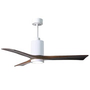 Matthews Fan Patricia 52in 3-Light Ceiling Fan | Gloss White and Walnut Solid Wood | Living Room & Bedroom | 52 x 52 x 12 in | Model PA3-WH-WA-52
