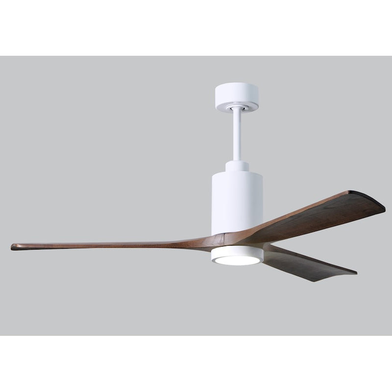 Matthews Fan Patricia 60in 3-Light Ceiling Fan | Gloss White and Walnut Solid Wood | Living Room & Bedroom | 60 x 60 x 12 in | Model PA3-WH-WA-60