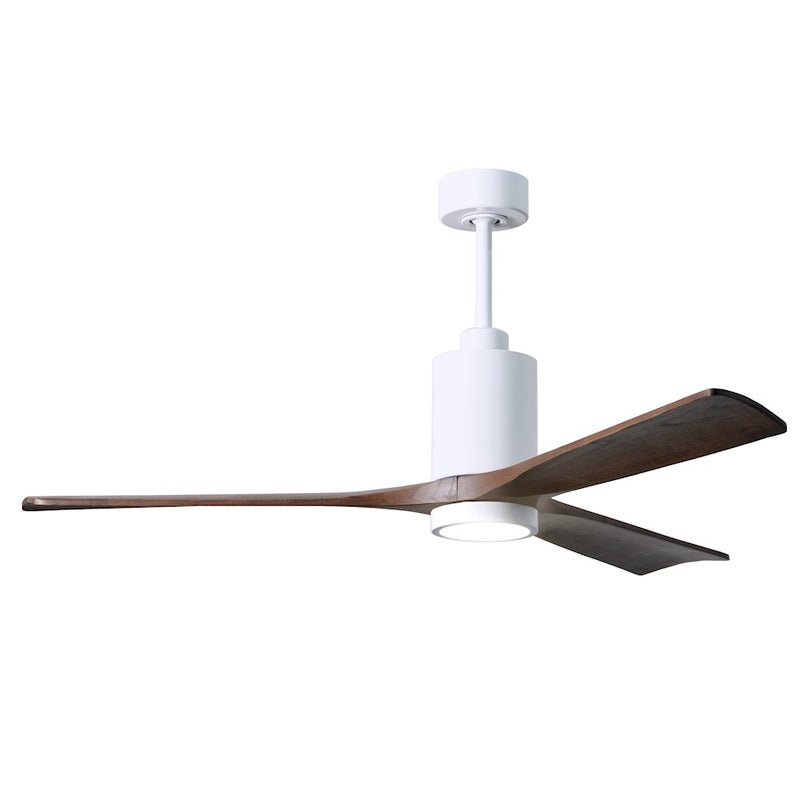 Matthews Fan Patricia 60in 3-Light Ceiling Fan | Gloss White and Walnut Solid Wood | Living Room & Bedroom | 60 x 60 x 12 in | Model PA3-WH-WA-60