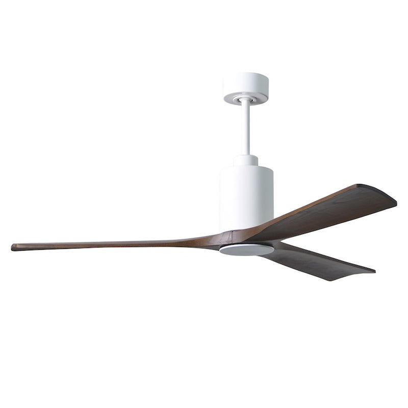 Matthews Fan Patricia 60in 3-Light Ceiling Fan | Gloss White and Walnut Solid Wood | Living Room & Bedroom | 60 x 60 x 12 in | Model PA3-WH-WA-60