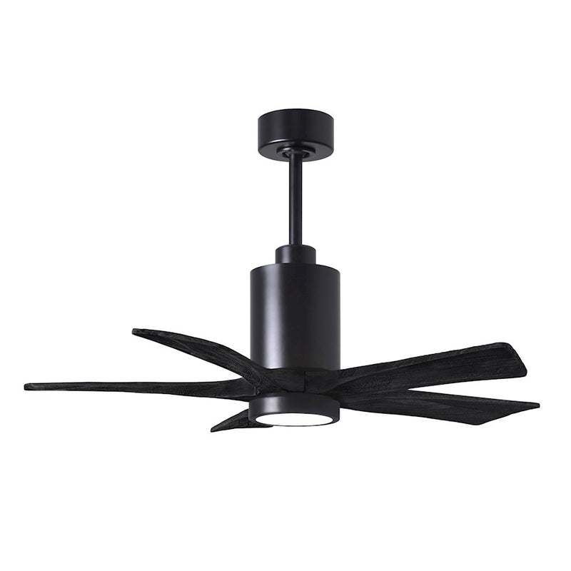 Matthews Fans Patricia 5 42in 5-Blade LED Ceiling Fan | Matte Black and Matte Black Solid Wood Blades | Bedroom & Home Office | Model PA5-BK-BK-42