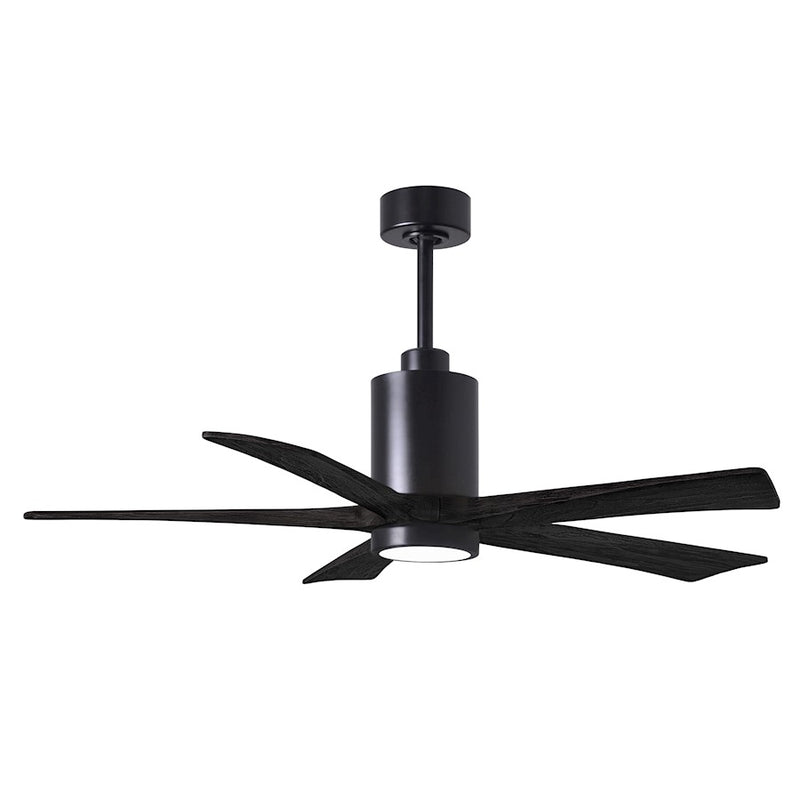 Matthews Fans Patricia 5 52in 5-Blade LED Ceiling Fan | Matte Black and Matte Black Solid Wood Blades | Living Room & Dining | Model PA5-BK-BK-52