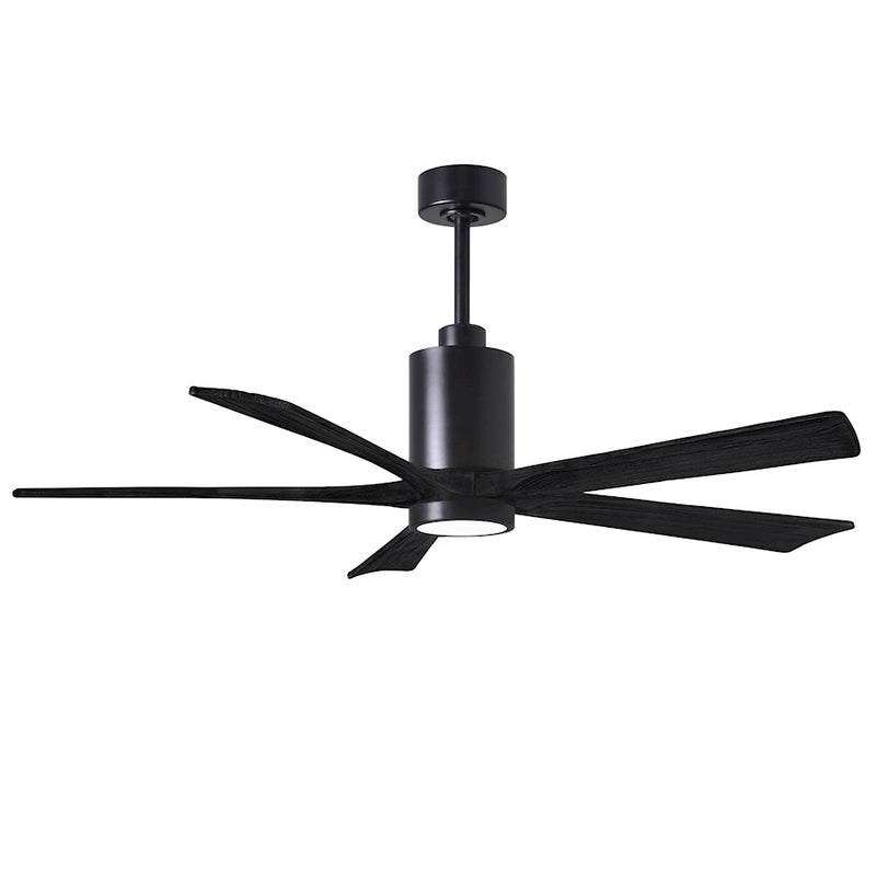 Matthews Fans Patricia 5 60in 5-Blade LED Ceiling Fan | Matte Black and Matte Black Solid Wood Blades | Great Room & Covered | Model PA5-BK-BK-60