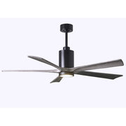 Matthews Fan Patricia 60in 5-Blade Ceiling Fan | Matte Black and Barn Wood Solid Wood Blades | Large Living Room & Great Room | Model PA5-BK-BW-60