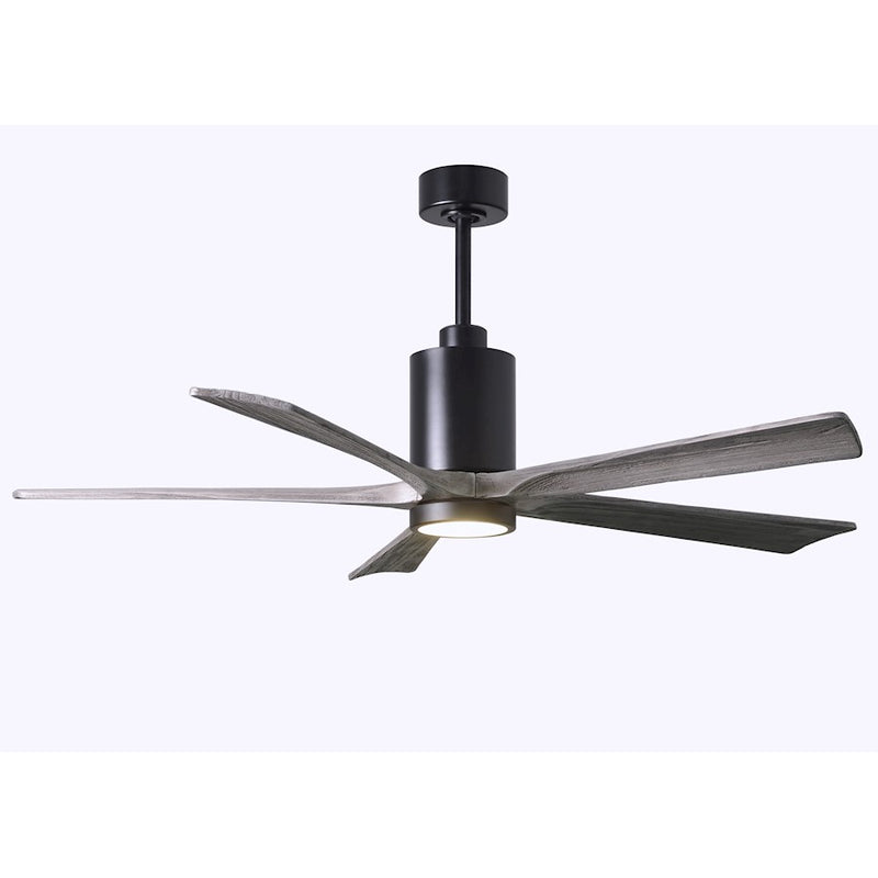 Matthews Fan Patricia 60in 5-Blade Ceiling Fan | Matte Black and Barn Wood Solid Wood Blades | Large Living Room & Great Room | Model PA5-BK-BW-60