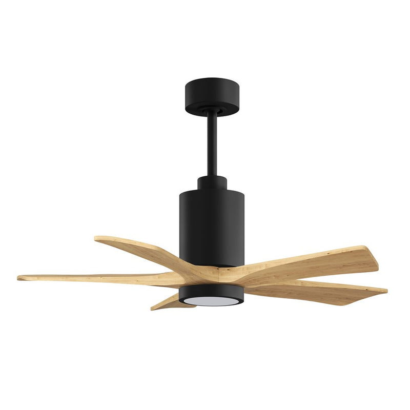 Matthews Fans Patricia-5 42in 5-Blade Ceiling Fan | Contemporary Matte Black and Light Maple Tone Solid Wood Blades | Covered | Model PA5-BK-LM-42