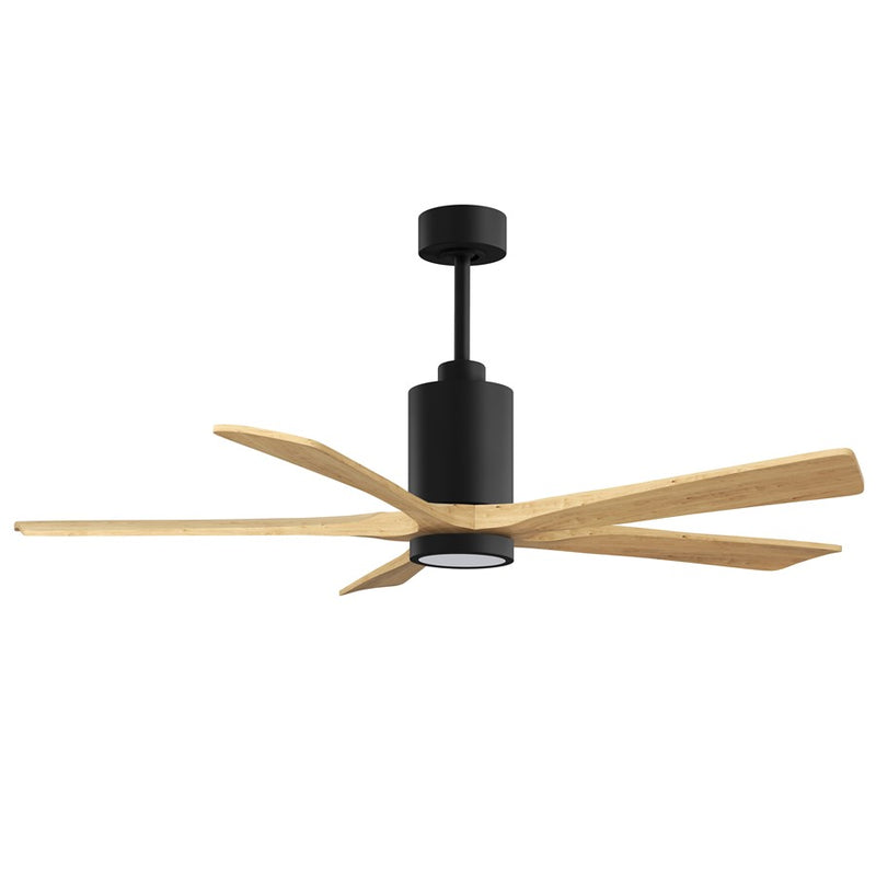 Matthews Fans Patricia-5 60in 5-Blade Ceiling Fan | Contemporary Matte Black and Light Maple Tone Solid Wood Blades | Covered | Model PA5-BK-LM-60