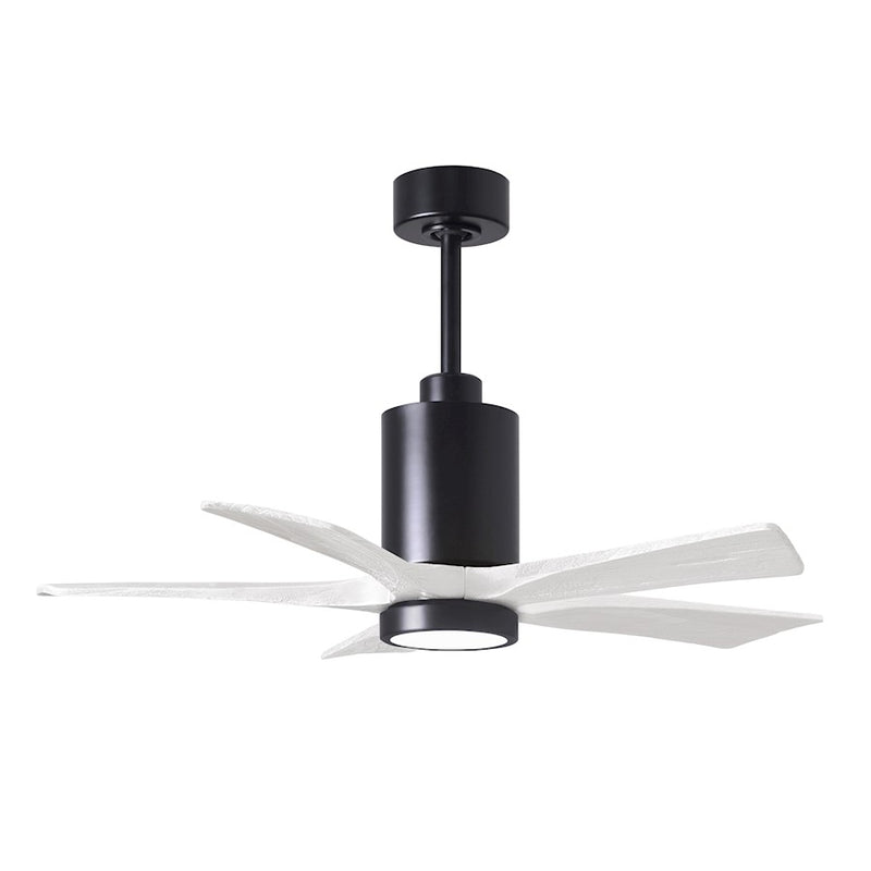 Matthews Fans Patricia-5 42in 5-Blade Ceiling Fan | Contemporary Matte Black and Matte White Solid Wood Blades | Covered Patio | Model PA5-BK-MWH-42