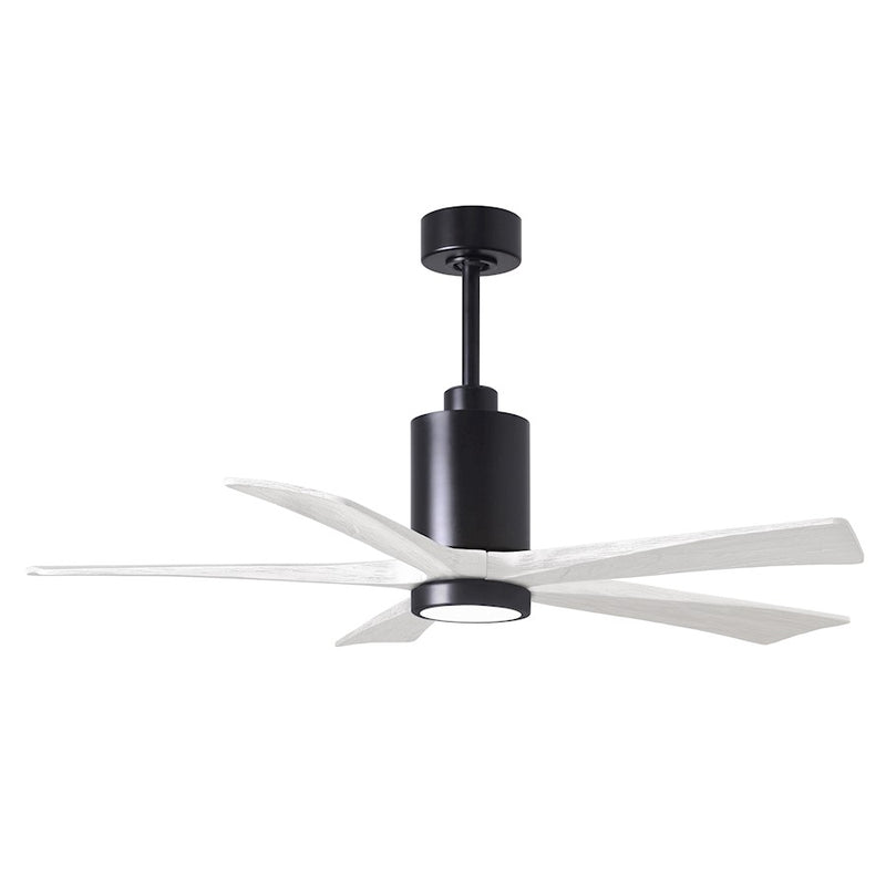 Matthews Fans Patricia 5 52in 1-Light Ceiling Fan | Contemporary Matte Black and Matte White Solid Wood Blades | Living Room | Model PA5-BK-MWH-52