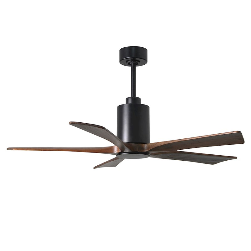 Matthews Fan Patricia 52in 5-Blade Ceiling Fan | Matte Black and Walnut Solid Wood Blades | Living Room & Bedroom | Model PA5-BK-WA-52