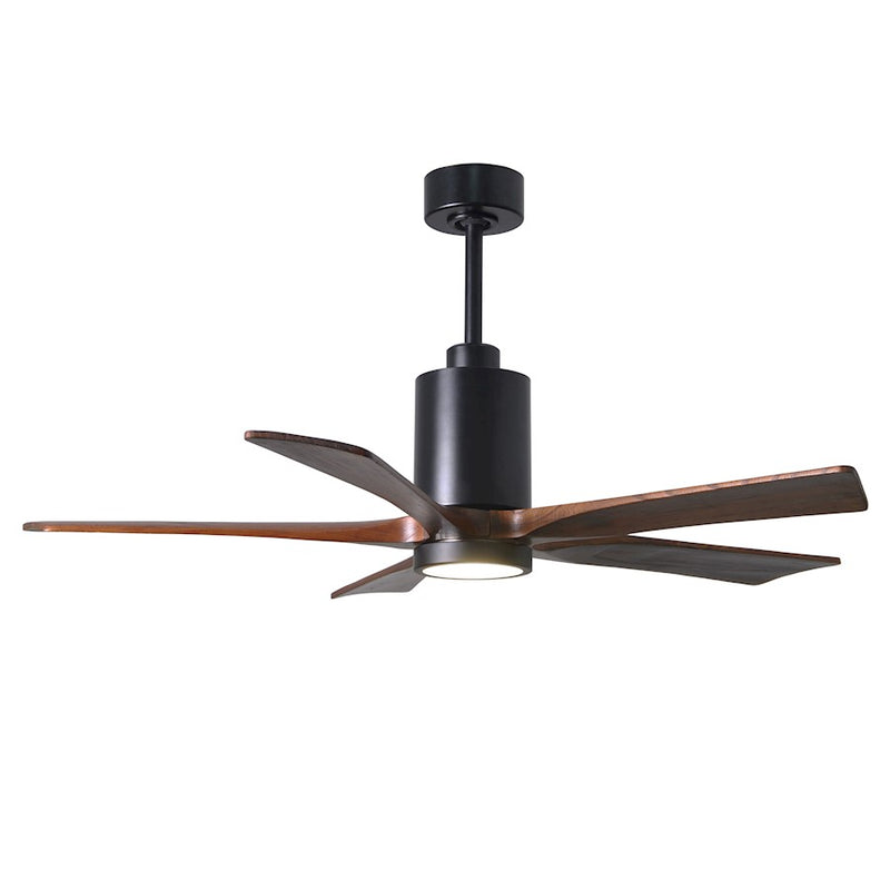 Matthews Fan Patricia 52in 5-Blade Ceiling Fan | Matte Black and Walnut Solid Wood Blades | Living Room & Bedroom | Model PA5-BK-WA-52