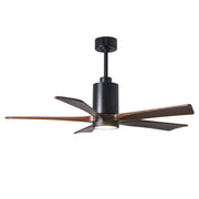 Matthews Fan Patricia 52in 5-Blade Ceiling Fan | Matte Black and Walnut Solid Wood Blades | Living Room & Bedroom | Model PA5-BK-WA-52