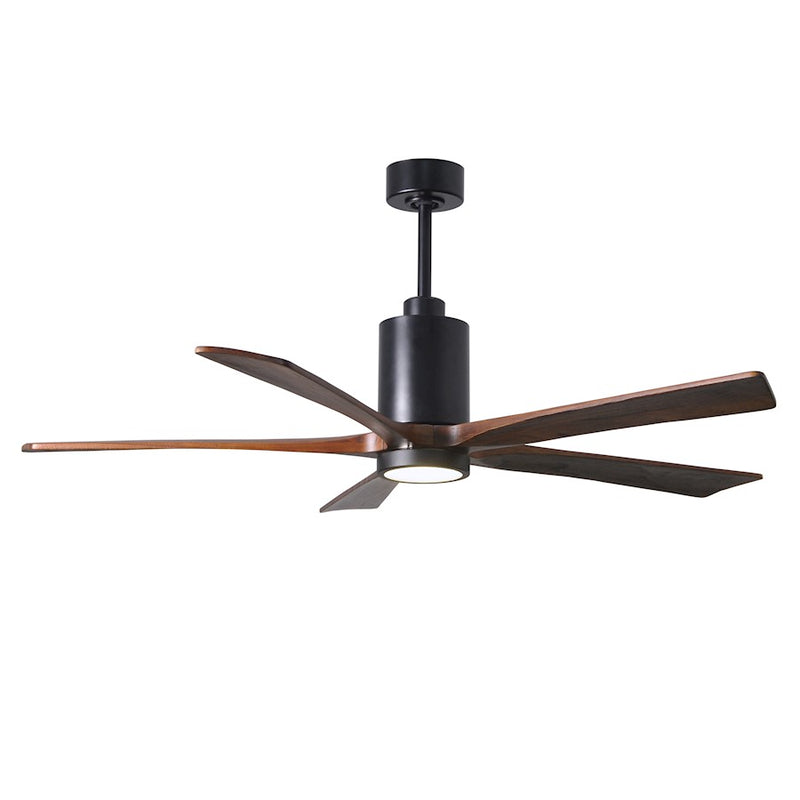 Matthews Fan Patricia 60in 5-Blade Ceiling Fan with Light | Modern Matte Black and Walnut Wood | Living Room & Bedroom | Model PA5-BK-WA-60