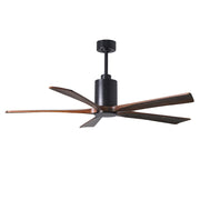 Matthews Fan Patricia 60in 5-Blade Ceiling Fan with Light | Modern Matte Black and Walnut Wood | Living Room & Bedroom | Model PA5-BK-WA-60