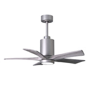 Matthews Fan Patricia 42in 5-Blade Ceiling Fan | Brushed Nickel and Barn Wood Solid Wood Blades | Living Room & Covered Patio | Model PA5-BN-BW-42
