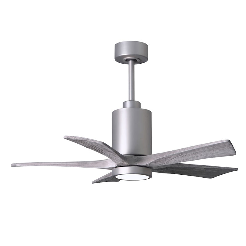 Matthews Fan Patricia 42in 5-Blade Ceiling Fan | Brushed Nickel and Barn Wood Solid Wood Blades | Living Room & Covered Patio | Model PA5-BN-BW-42