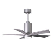 Matthews Fan Patricia 42in 5-Blade Ceiling Fan | Brushed Nickel and Barn Wood Solid Wood Blades | Living Room & Covered Patio | Model PA5-BN-BW-42