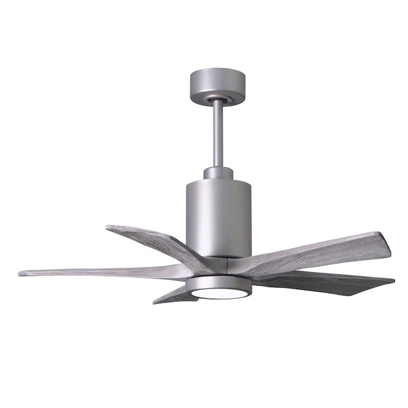 Matthews Fan Patricia 42in 5-Blade Ceiling Fan | Brushed Nickel and Barn Wood Solid Wood Blades | Living Room & Covered Patio | Model PA5-BN-BW-42
