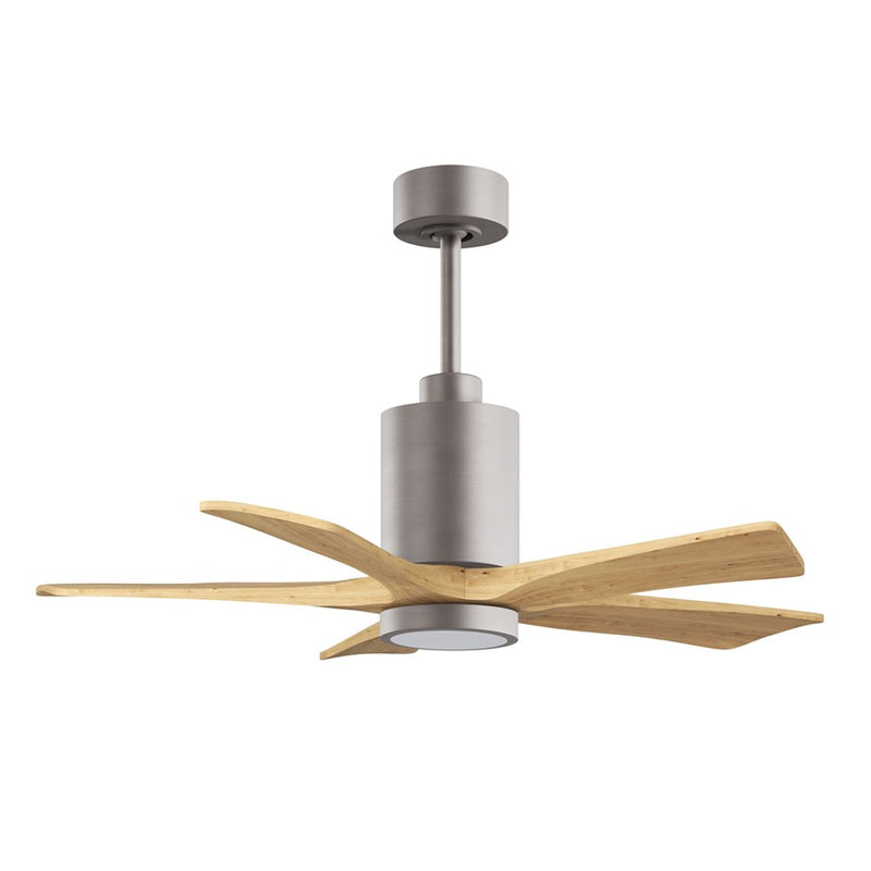 Matthews Patricia 5 42in 5-Blade Ceiling Fan | Brushed Nickel and Light Maple Solid Wood | Bedroom & Home Office | Model PA5-BN-LM-42