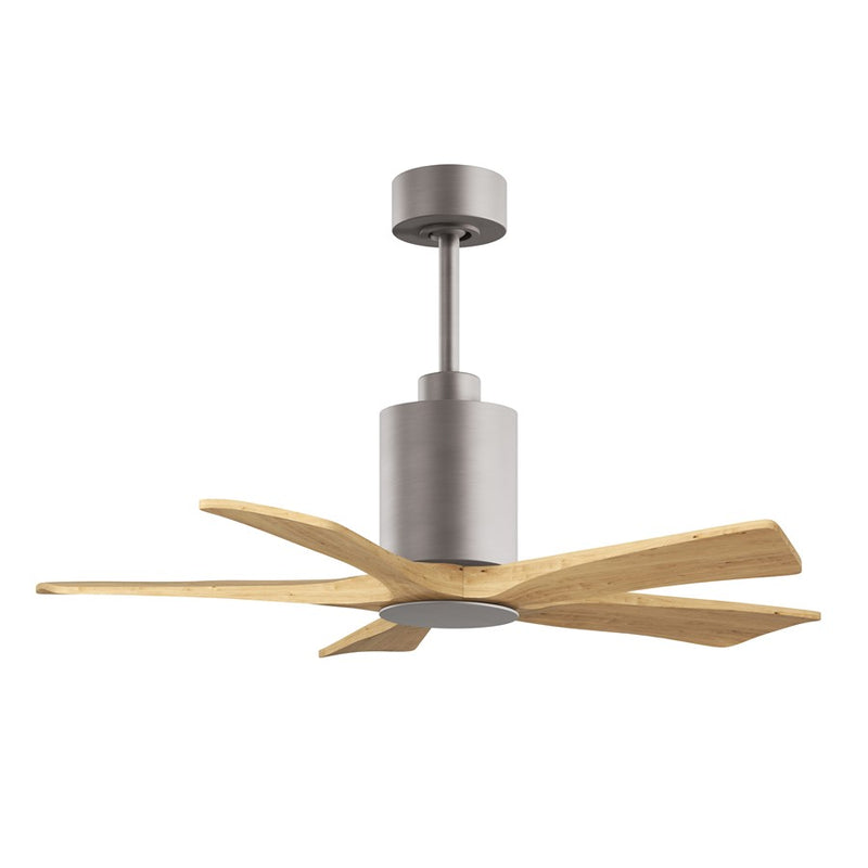 Matthews Patricia 5 42in 5-Blade Ceiling Fan | Brushed Nickel and Light Maple Solid Wood | Bedroom & Home Office | Model PA5-BN-LM-42