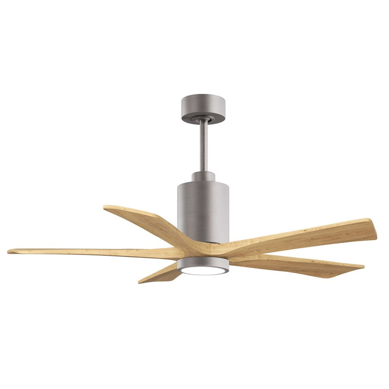 Matthews Patricia 5 52in 5-Blade Ceiling Fan | Brushed Nickel and Light Maple Solid Wood | Large Living Room & Family Room | Model PA5-BN-LM-52