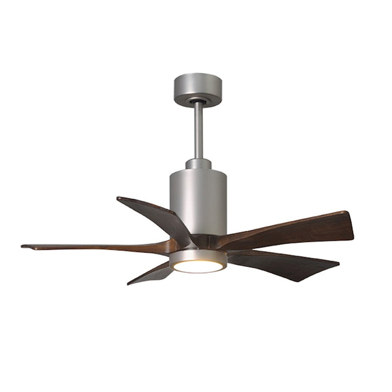 Matthews Fan Patricia 42in 5-Blade Ceiling Fan | Brushed Nickel and Walnut Solid Wood Blades | Living Room & Covered Patio | Model PA5-BN-WA-42