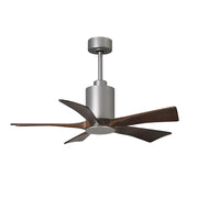 Matthews Fan Patricia 42in 5-Blade Ceiling Fan | Brushed Nickel and Walnut Solid Wood Blades | Living Room & Covered Patio | Model PA5-BN-WA-42