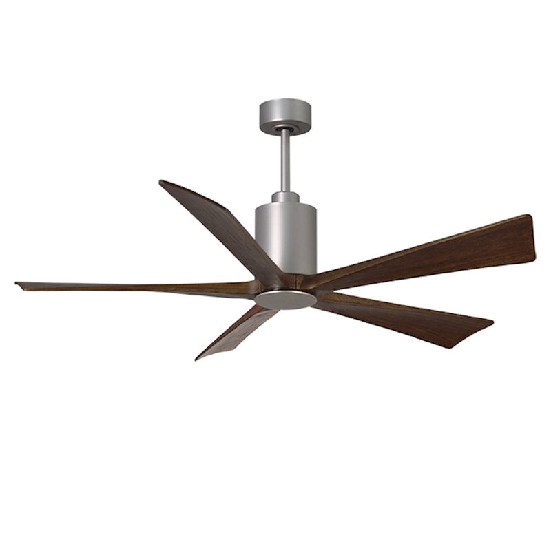 Matthews Fan Atlas Patricia 60in 3-Blade Ceiling Fan | Brushed Nickel and Walnut Tone Wood | Living Room & Bedroom | Model PA5-BN-WA-60