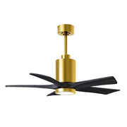 Matthews Fans Patricia-5 42in 5-Blade LED Ceiling Fan | Contemporary Brushed Brass and Matte Black Solid Wood | Bedroom | Model PA5-BRBR-BK-42