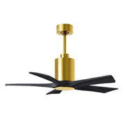 Matthews Fans Patricia-5 42in 5-Blade LED Ceiling Fan | Contemporary Brushed Brass and Matte Black Solid Wood | Bedroom | Model PA5-BRBR-BK-42