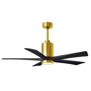 Matthews Fans Patricia-5 52in 5-Blade LED Ceiling Fan | Contemporary Brushed Brass and Matte Black Solid Wood | Bedroom | Model PA5-BRBR-BK-52