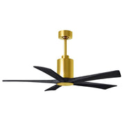 Matthews Fans Patricia-5 52in 5-Blade LED Ceiling Fan | Contemporary Brushed Brass and Matte Black Solid Wood | Bedroom | Model PA5-BRBR-BK-52