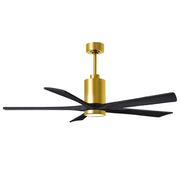 Matthews Fans Patricia-5 60in 5-Blade LED Ceiling Fan | Contemporary Brushed Brass and Matte Black Solid Wood | Bedroom | Model PA5-BRBR-BK-60