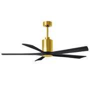 Matthews Fans Patricia-5 60in 5-Blade LED Ceiling Fan | Contemporary Brushed Brass and Matte Black Solid Wood | Bedroom | Model PA5-BRBR-BK-60