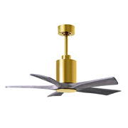 Matthews Fans Patricia-5 42in 5-Blade LED Ceiling Fan | Contemporary Brushed Brass and Barnwood Solid Wood | Bedroom & Living | Model PA5-BRBR-BW-42