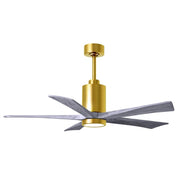 Matthews Fans Patricia-5 52in 5-Blade LED Ceiling Fan | Brushed Brass and Barnwood Solid Wood | Living Room & Bedroom | Model PA5-BRBR-BW-52