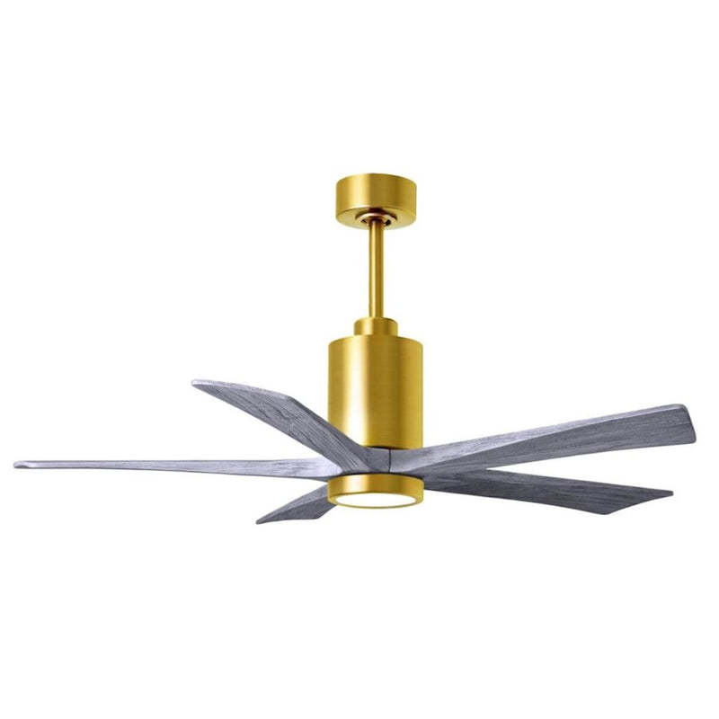 Matthews Fans Patricia-5 52in 5-Blade LED Ceiling Fan | Brushed Brass and Barnwood Solid Wood | Living Room & Bedroom | Model PA5-BRBR-BW-52