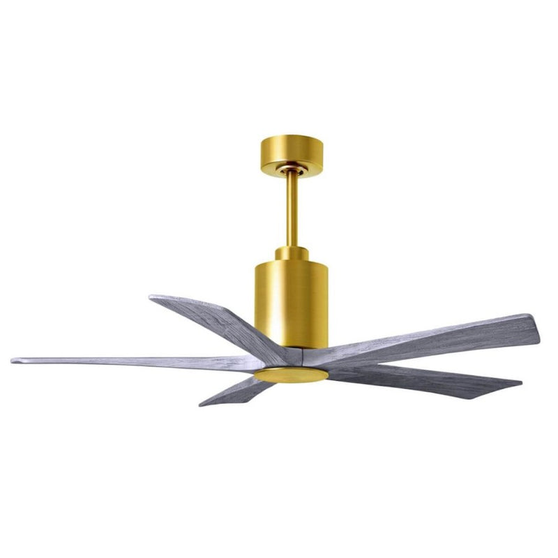 Matthews Fans Patricia-5 52in 5-Blade LED Ceiling Fan | Brushed Brass and Barnwood Solid Wood | Living Room & Bedroom | Model PA5-BRBR-BW-52