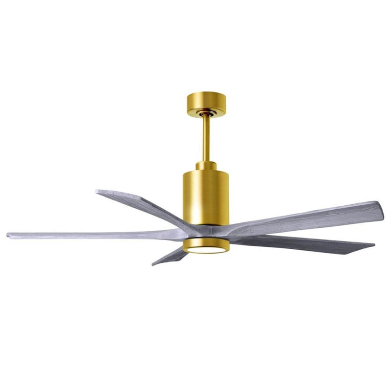 Matthews Fans Patricia-5 60in 5-Blade LED Ceiling Fan | Brushed Brass and Barnwood Solid Wood | Living Room & Bedroom | Model PA5-BRBR-BW-60