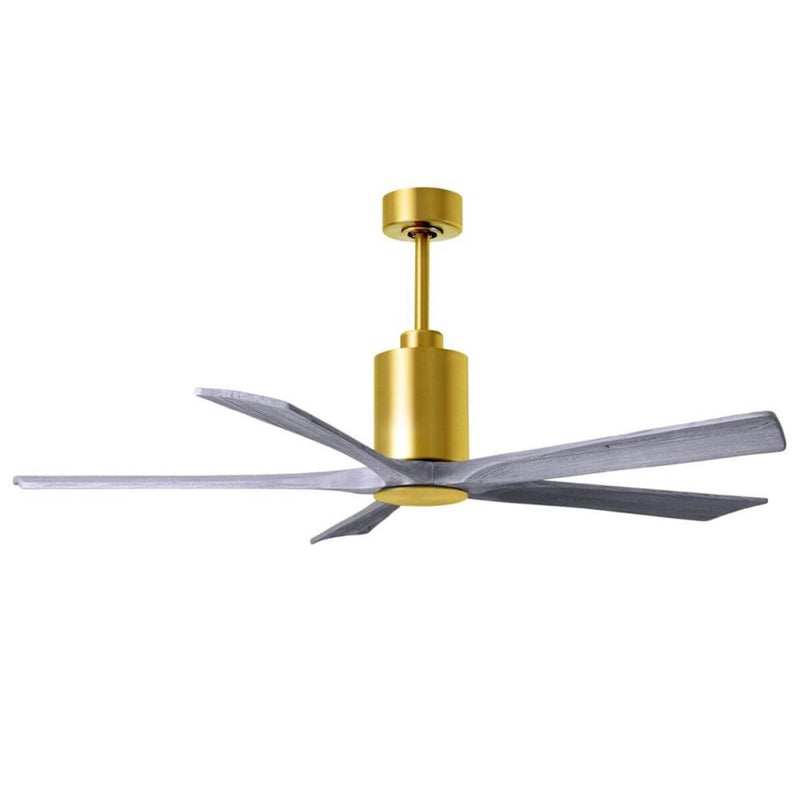 Matthews Fans Patricia-5 60in 5-Blade LED Ceiling Fan | Brushed Brass and Barnwood Solid Wood | Living Room & Bedroom | Model PA5-BRBR-BW-60