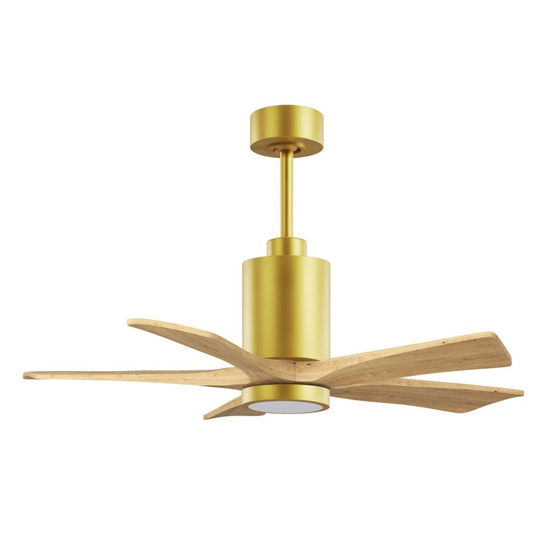 Matthews Fans Patricia-5 42in 5-Blade LED Ceiling Fan | Brushed Brass and Light Maple Solid Wood | Bedroom & Home Office | Model PA5-BRBR-LM-42