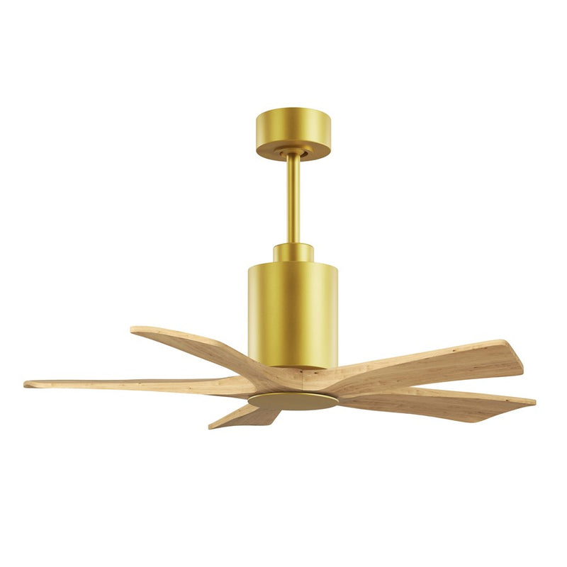 Matthews Fans Patricia-5 42in 5-Blade LED Ceiling Fan | Brushed Brass and Light Maple Solid Wood | Bedroom & Home Office | Model PA5-BRBR-LM-42