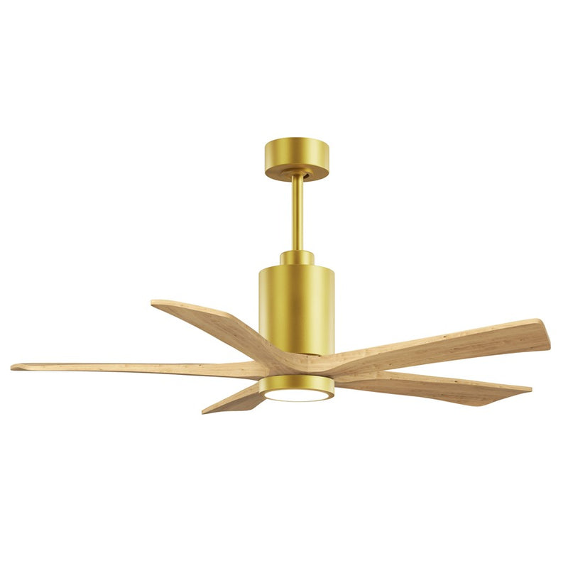 Matthews Fans Patricia-5 52in 5-Blade LED Ceiling Fan | Brushed Brass and Light Maple Solid Wood | Living Room & Bedroom | Model PA5-BRBR-LM-52