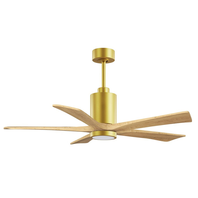 Matthews Fans Patricia-5 52in 5-Blade LED Ceiling Fan | Brushed Brass and Light Maple Solid Wood | Living Room & Bedroom | Model PA5-BRBR-LM-52