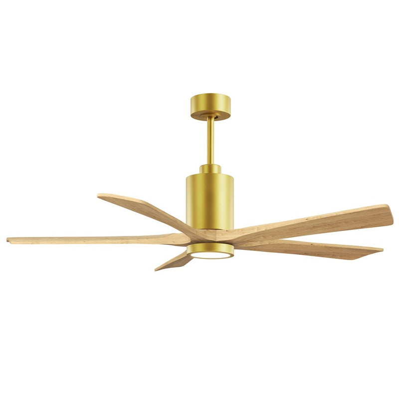 Matthews Patricia-5 60in 5-Blade Ceiling Fan | Brushed Brass and Light Maple Solid Wood | Great Rooms & Open Living | Model PA5-BRBR-LM-60