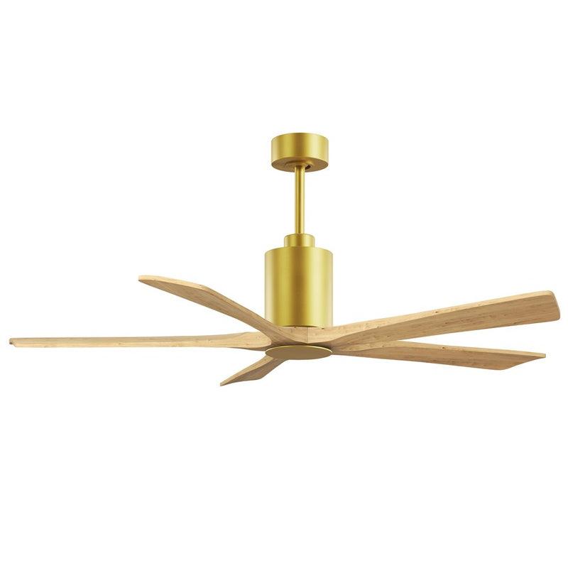Matthews Patricia-5 60in 5-Blade Ceiling Fan | Brushed Brass and Light Maple Solid Wood | Great Rooms & Open Living | Model PA5-BRBR-LM-60