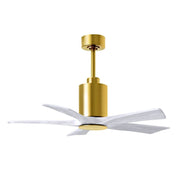 Matthews Patricia-5 42in 5-Blade LED Ceiling Fan | Brushed Brass and Matte White Solid Wood | Bedrooms & Small Living Rooms | Model PA5-BRBR-MWH-42