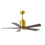 Matthews Fans Patricia-5 52in 5-Blade LED Ceiling Fan | Contemporary Brushed Brass and Walnut Wood | Bedroom & Living Room | Model PA5-BRBR-WA-52